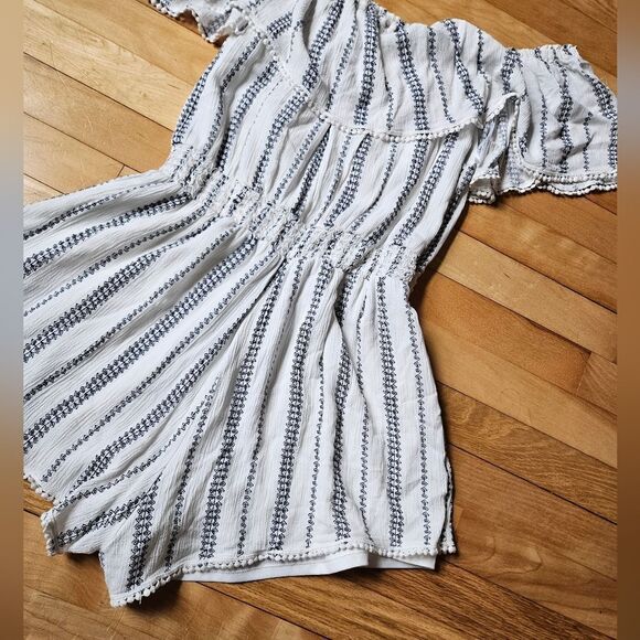Lulus Striped Off-Shoulder Romper - Picture 8 of 9